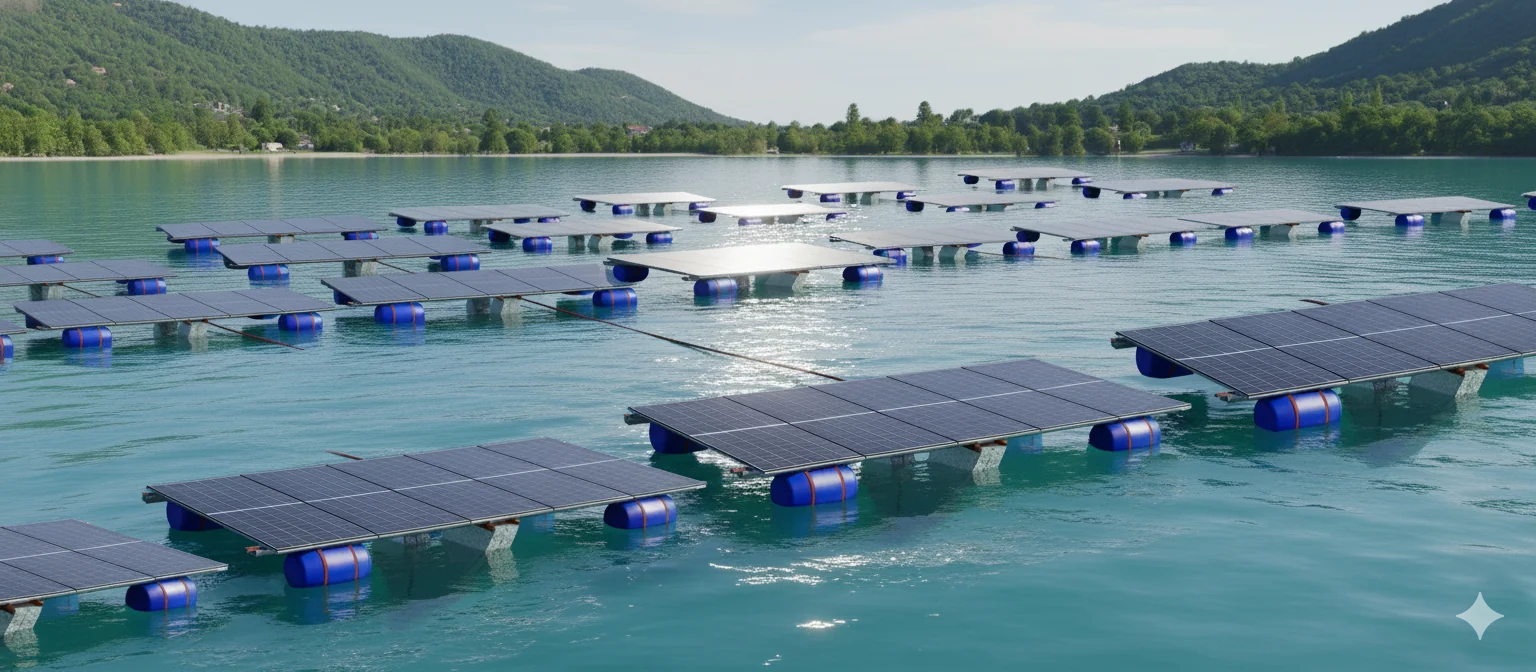 Render del seguidor solar flotante de Nautracker